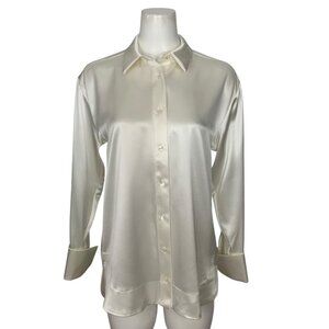 SER.O.YA Zucker Shirt Blouse XS Long Sleeve Button Front French Cuff Relaxed Fit